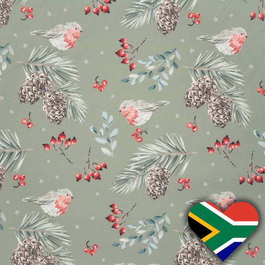 Eco Fabric Pine Cones Olive 2098 - Ragland Fabrics