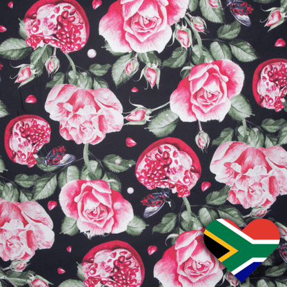 Eco Fabric Pomegranate Black 140cm - Ragland Fabrics