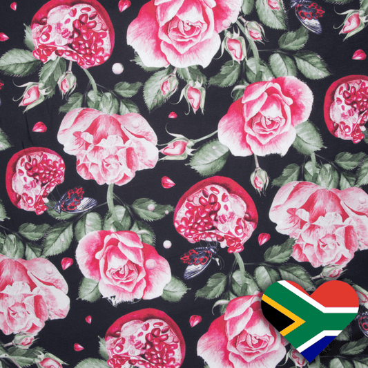 Eco Fabric Pomegranate Black 140cm - Ragland Fabrics