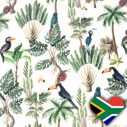 Eco Fabric Toucan White 140cm - Ragland Fabrics