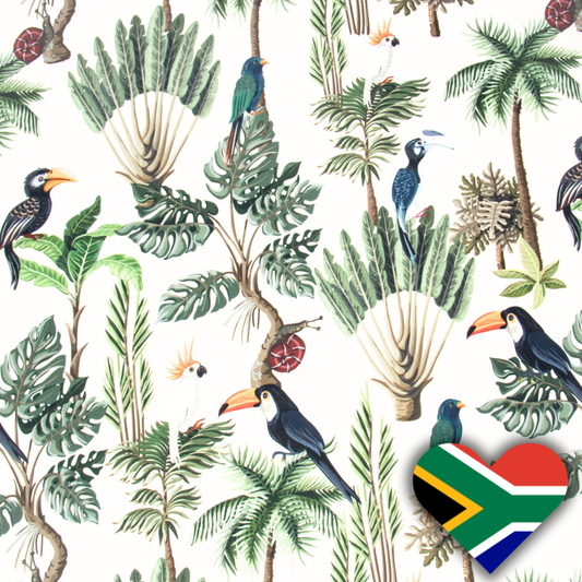 Eco Fabric Toucan White 140cm - Ragland Fabrics