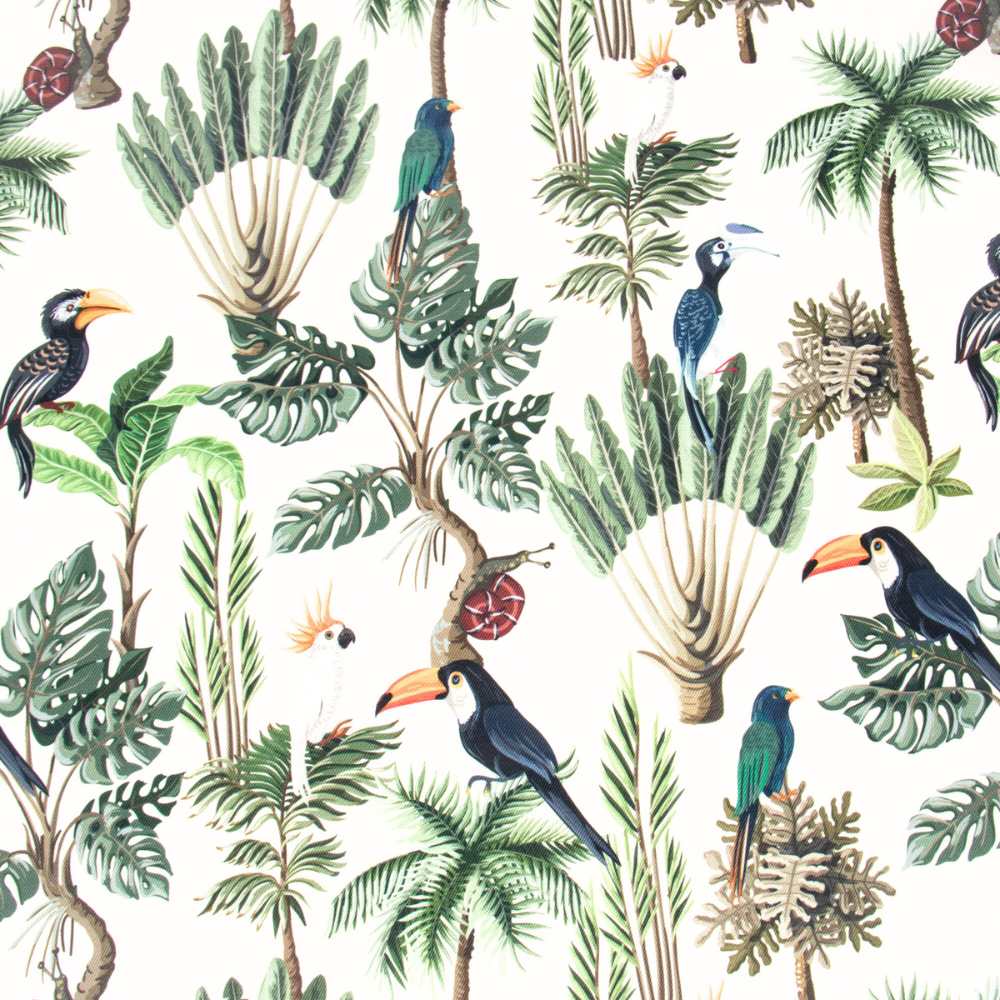 Eco Fabric Toucan White 140cm - Ragland Fabrics