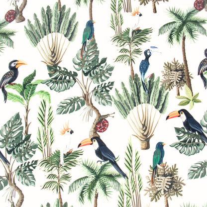 Eco Fabric Toucan White 140cm - Ragland Fabrics
