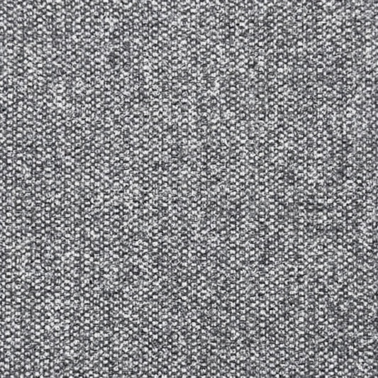 A close-up of a woven fabric texture in a heathered gray and white pattern.