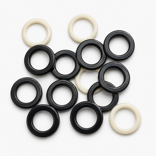 Flat Curtain Eyelet Rings PVC - Black