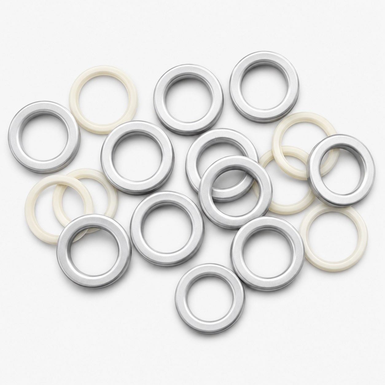 Flat Curtain Eyelet Rings PVC - Brushed Silver