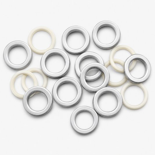 Flat Curtain Eyelet Rings PVC - Brushed Silver