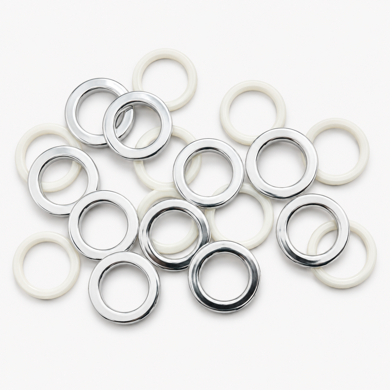 Flat Curtain Eyelet Rings PVC - Chrome