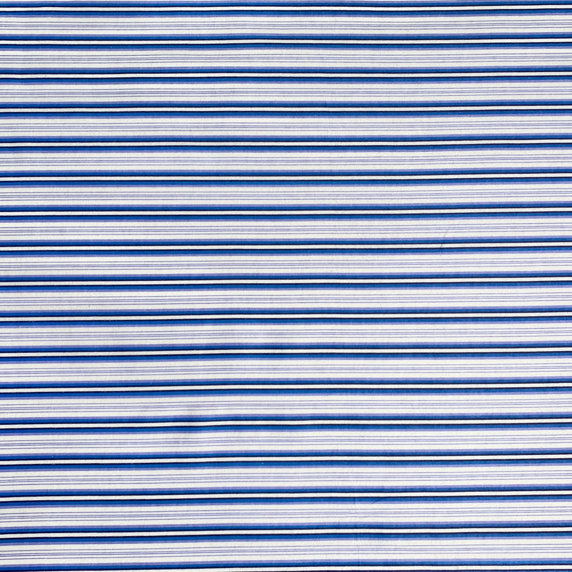 Flannel Brushed Cotton | Stripe Blue 2 - Ragland Fabrics