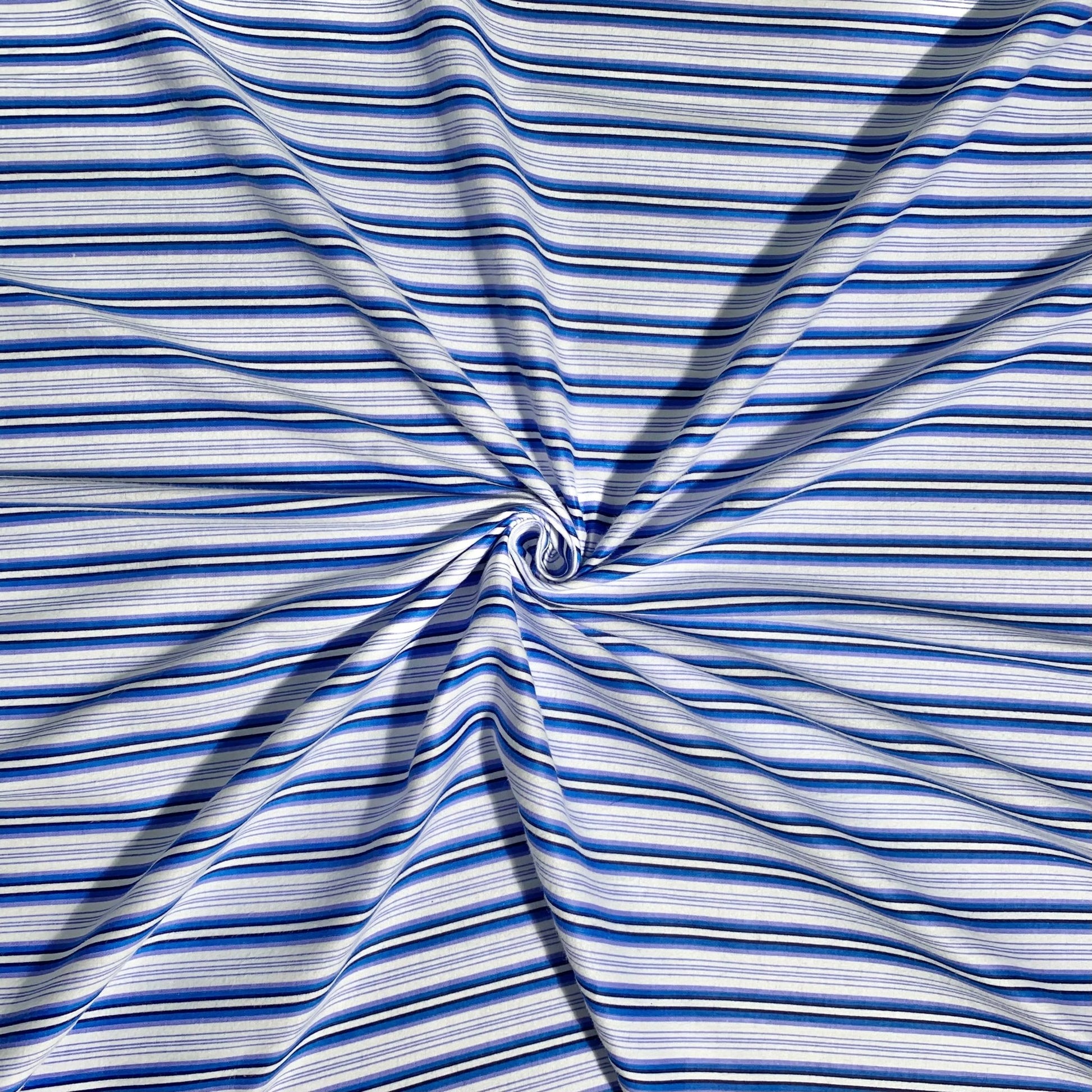 Flannel Brushed Cotton | Stripe Blue 2 - Ragland Fabrics