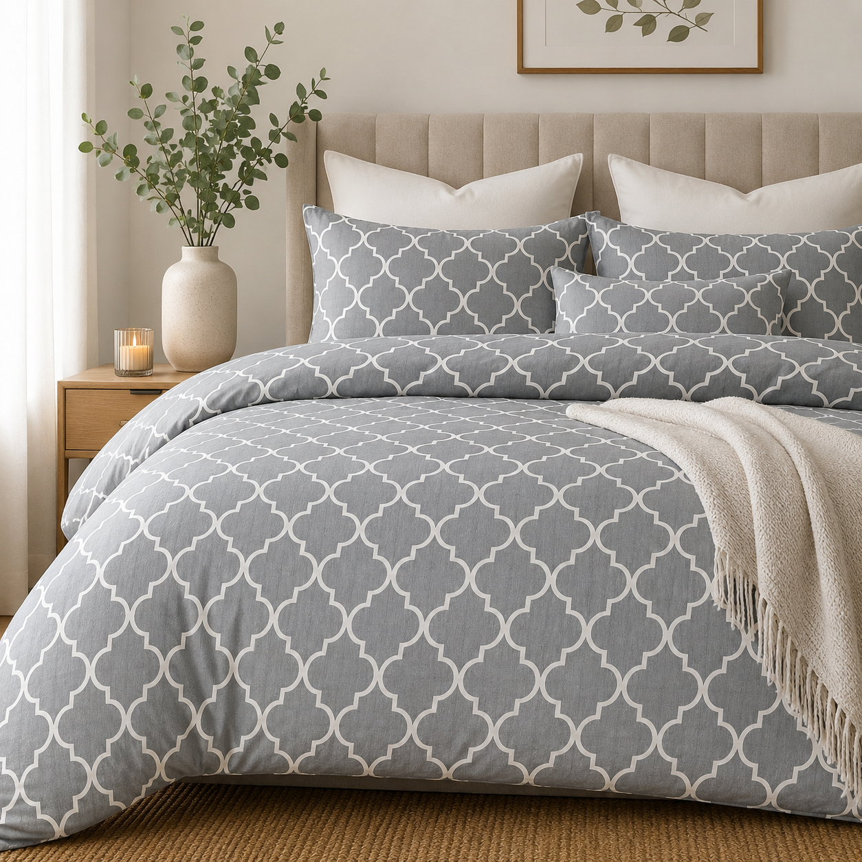 Sheeting 100% Cotton Percale 240cm Lattice Grey