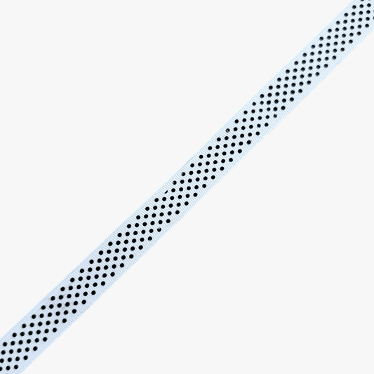 Gross Grain Tape White Black Dot 20mm - Ragland Fabrics