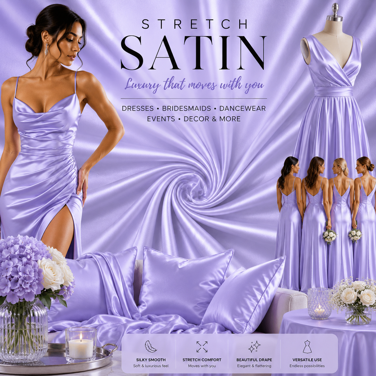 Stretch Satin Lilac #30 140cm