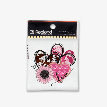 Motif Iron On Badge - Valentines Heart Love - Ragland Fabrics