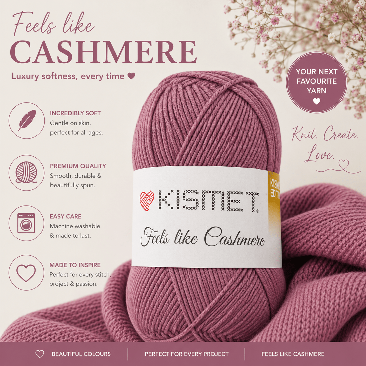 Wool 'Feels Like Cashmere' Light Mauve FLC19 - Ragland Fabrics
