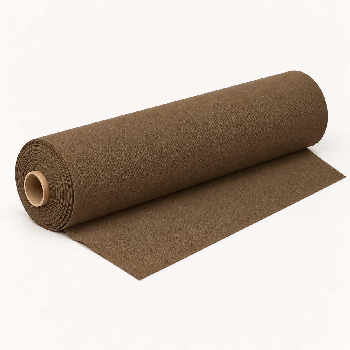 Melvin & Motley Bark canvas studio roll visualisation with a visible cardboard core and short unrolled fabric flap.
