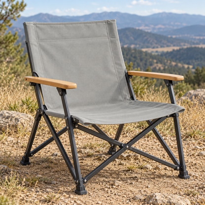 Melvin & Motley Slate J30 canvas - practical-use inspiration: fold-up camping chair at a dry scenic campsite