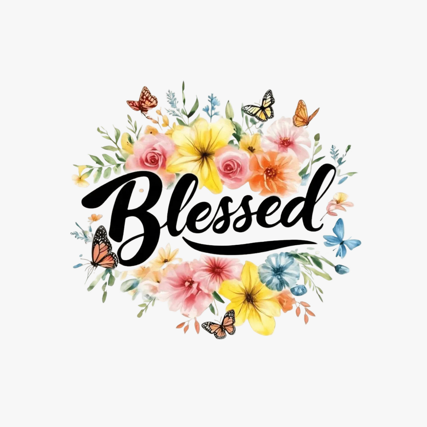 Motif Iron On Badge - Floral Butterfly Blessed - Ragland Fabrics