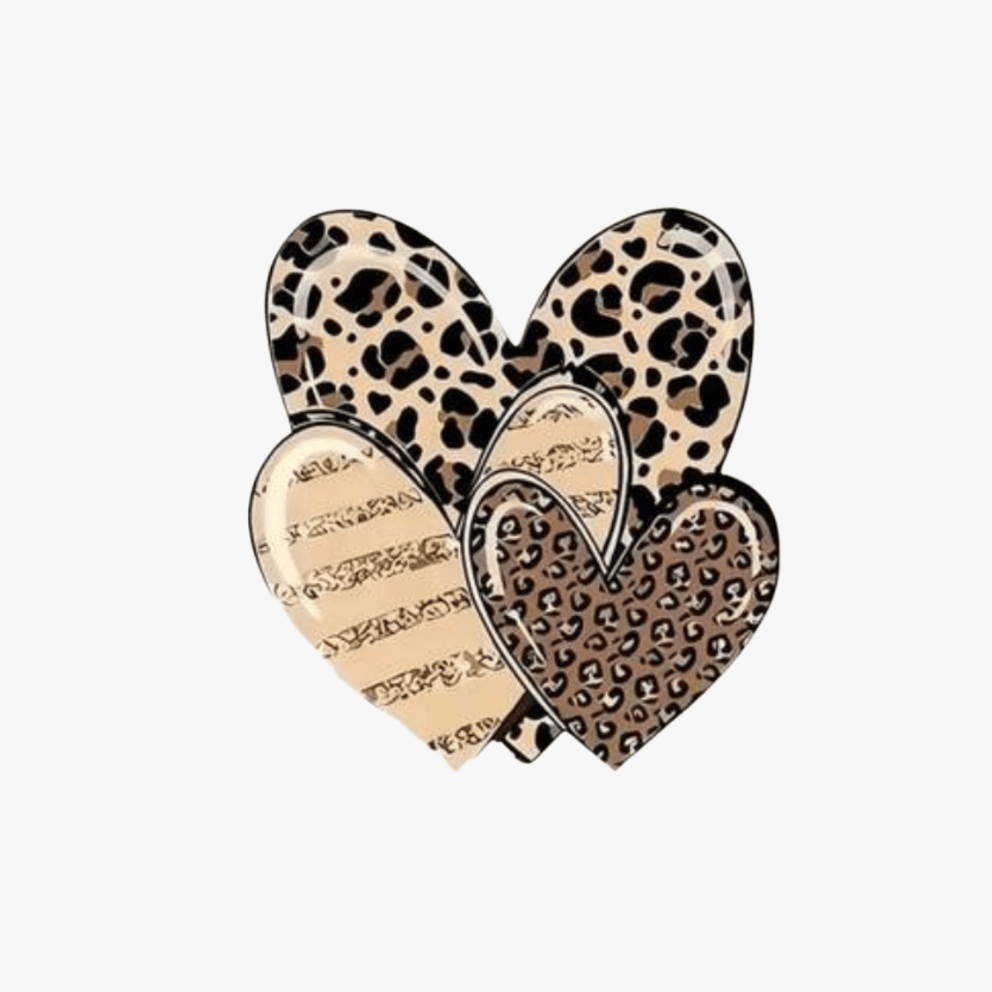 Motif Iron On Badge - Hearts Leopard Print - Ragland Fabrics