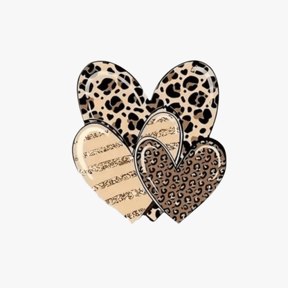 Motif Iron On Badge - Hearts Leopard Print - Ragland Fabrics