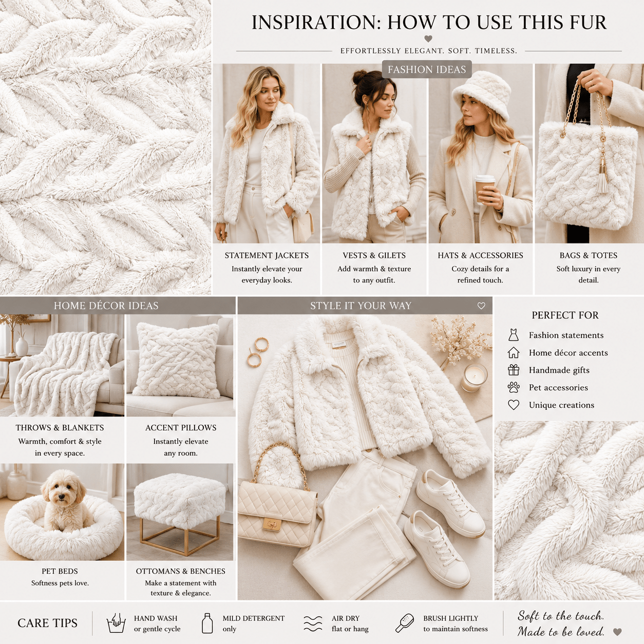Chain Link Luxury Fur - Off White - Ragland Fabrics