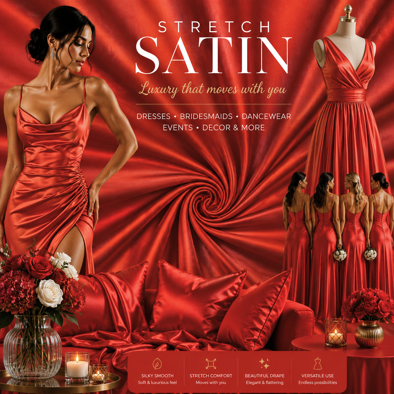 Stretch Satin Orange #33 140cm
