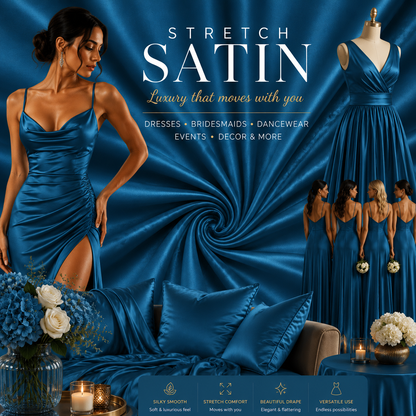 Stretch Satin Petrol Blue #43 140cm