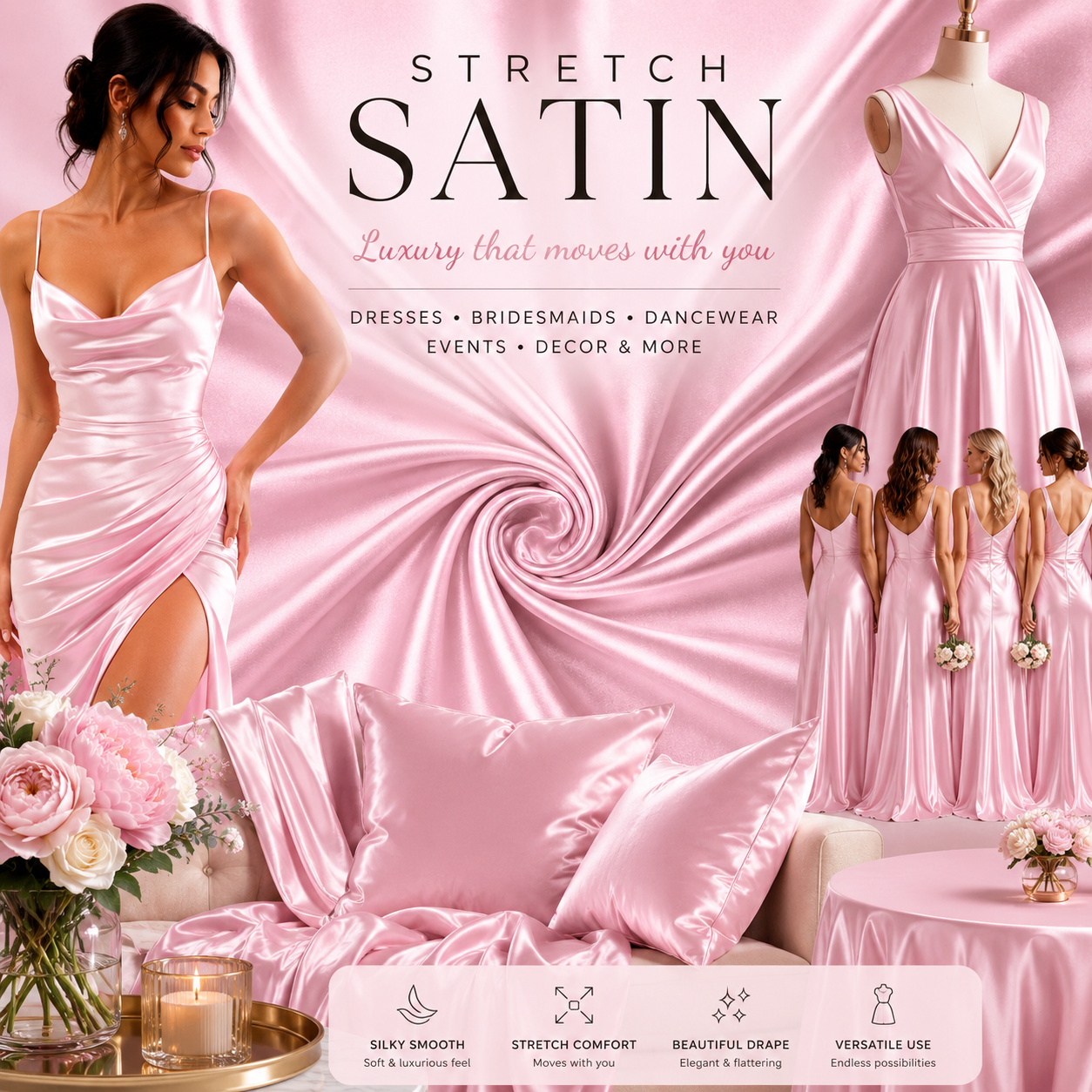 Stretch Satin Baby Pink #29 140cm