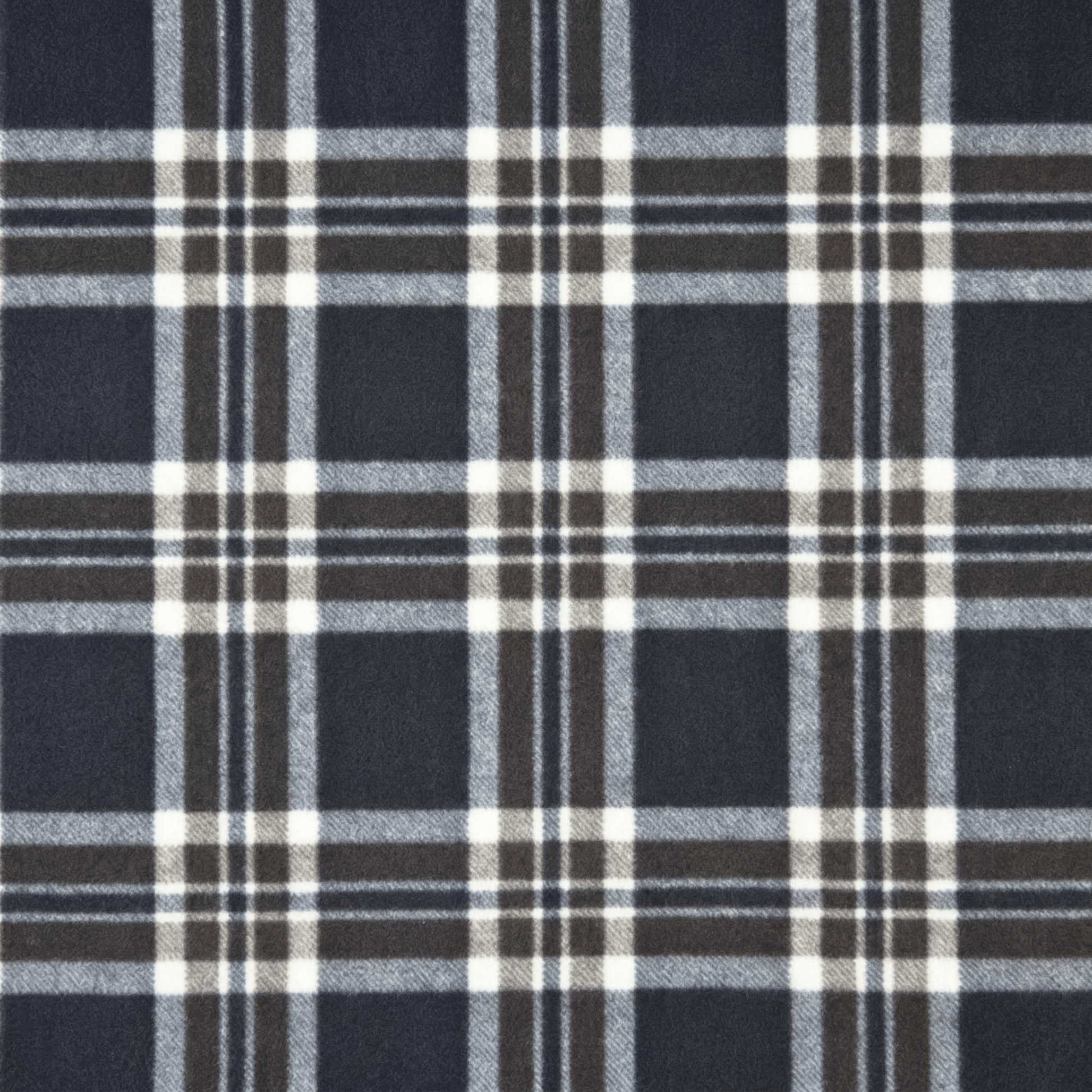 Printed Polar Fleece Tartan Black/Brown/White - Ragland Fabrics