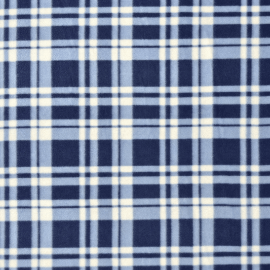 Printed Polar Fleece Tartan Blue/White - Ragland Fabrics