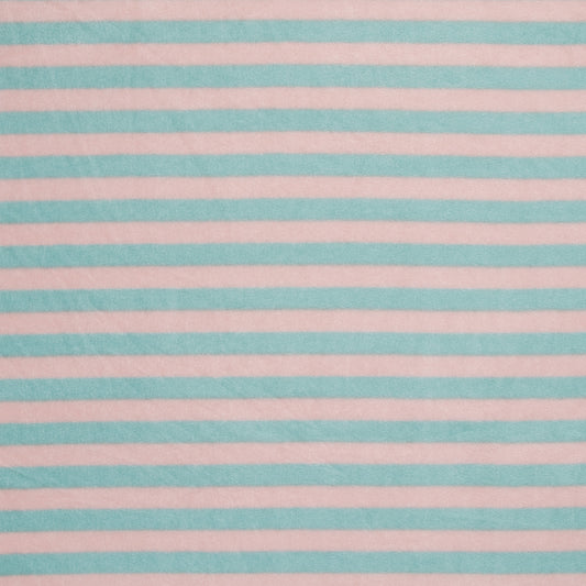 Printed Polar Fleece Peach/Turquoise Stripe - Ragland Fabrics
