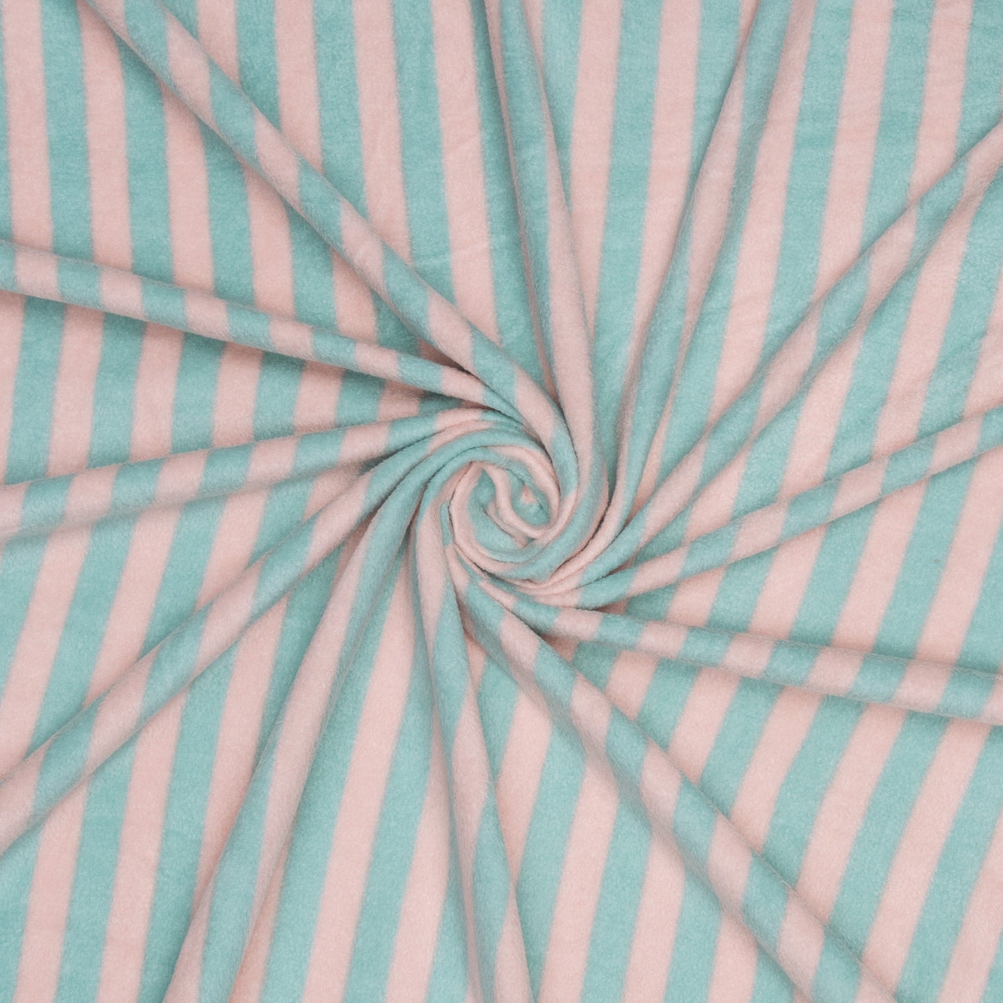 Printed Polar Fleece Peach/Turquoise Stripe - Ragland Fabrics
