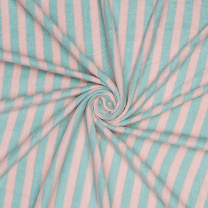 Printed Polar Fleece Peach/Turquoise Stripe - Ragland Fabrics