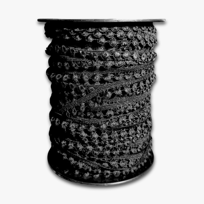 Pom Pom Lace 12mm | Black (Per Met) - Ragland Fabrics