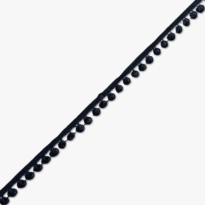 Pom Pom Lace 12mm | Black (Per Met) - Ragland Fabrics