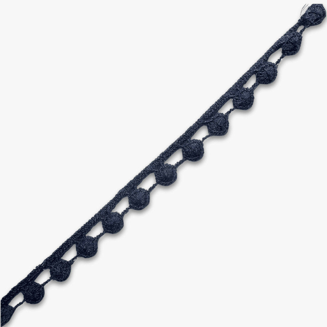 Pom Pom Lace 15mm | Navy - Clearance - Ragland Fabrics