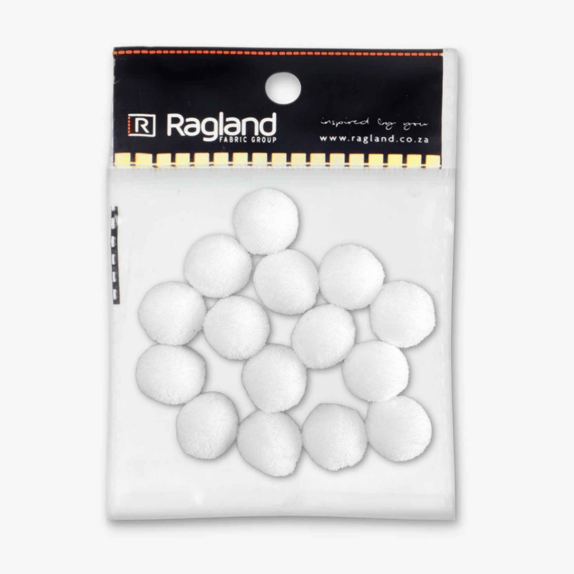 Pom Poms - White 20mm | 15pcs - Ragland Fabrics