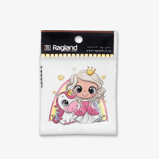Motif Iron On Badge - Princess And Unicorn - Ragland Fabrics