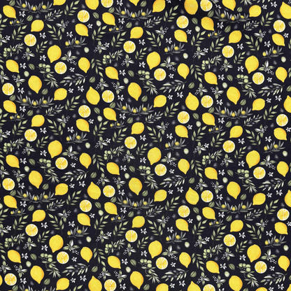 Printed Mini Matt Lemon & Olive Black - Ragland Fabrics