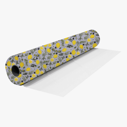 Printed Mini Matt Lemon & Olive Grey - Ragland Fabrics