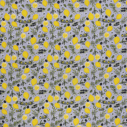 Printed Mini Matt Lemon & Olive Grey - Ragland Fabrics