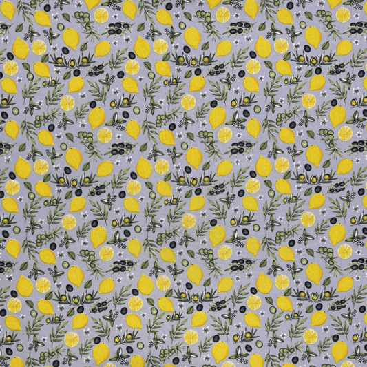 Printed Mini Matt Lemon & Olive Grey - Ragland Fabrics