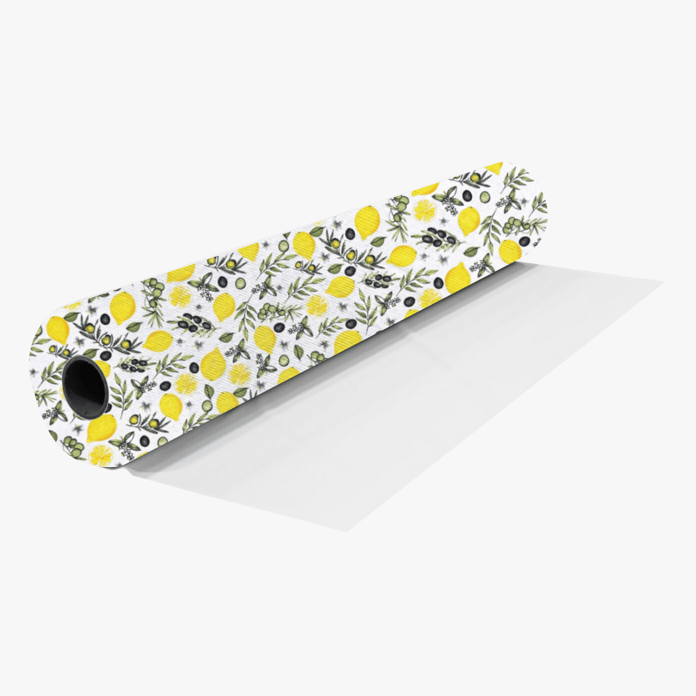 Printed Mini Matt Lemon & Olive White - Ragland Fabrics