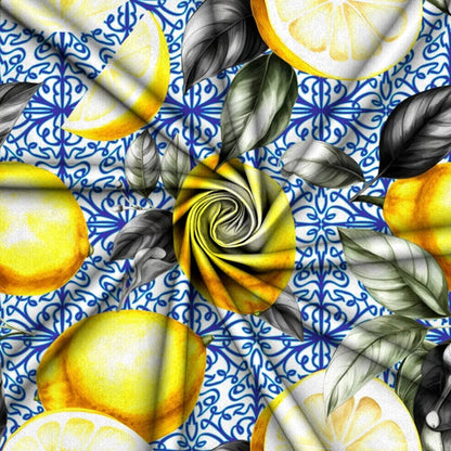 Printed Mini Matt Mediterranean Lemons - Ragland Fabrics
