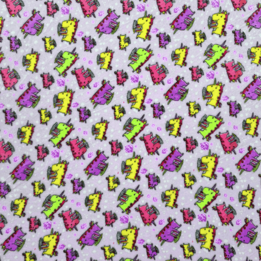 Printed Mongolian Fleece Unicorn Pink - Ragland Fabrics