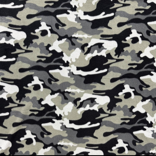 Printed Polar Fleece Camo Sage & Black - Ragland Fabrics