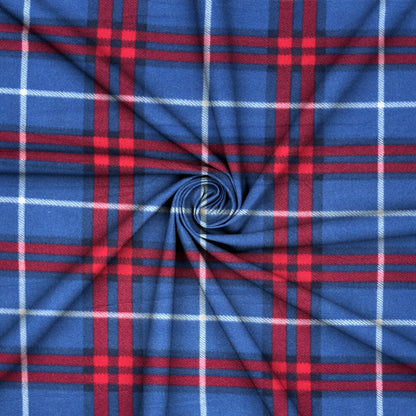 Printed Polar Fleece Check Royal & Red - Ragland Fabrics