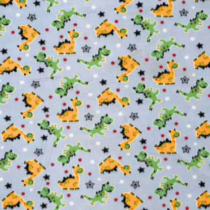Printed Polar Fleece Dino Baby Blue - Ragland Fabrics