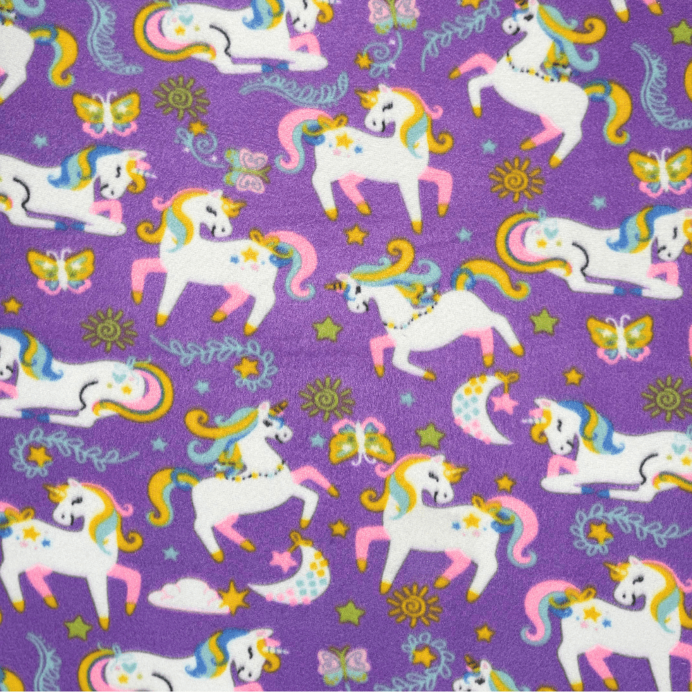 Printed Polar Fleece Lilac Unicorn - Ragland Fabrics