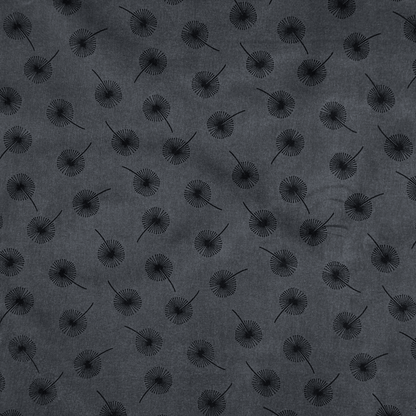 Printed Poly Cotton Dandellion Charcoal - Ragland Fabrics